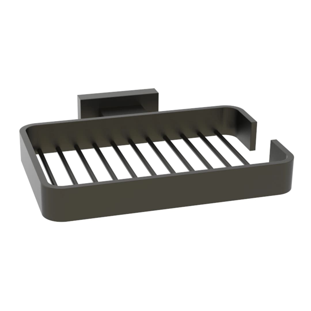 Jabonera Atlas Rejilla Latón Grey Mate 15x13.8x2.5 cm