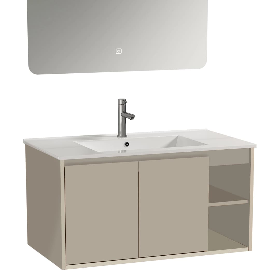 Mueble de Baño Nepal con Lavamanos 800x470x500 mm 2 Puertas y Repisa Beige