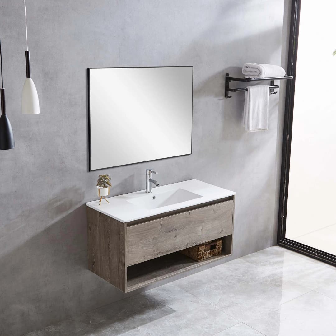 Mueble de Baño Queen con Lavamanos 900 mm 1 Cajón y Repisa Grey Oak