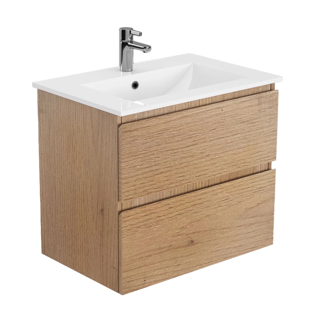 Mueble de Baño Delfos con Lavamanos 700x450x600 mm 2 Cajones Natural Oak