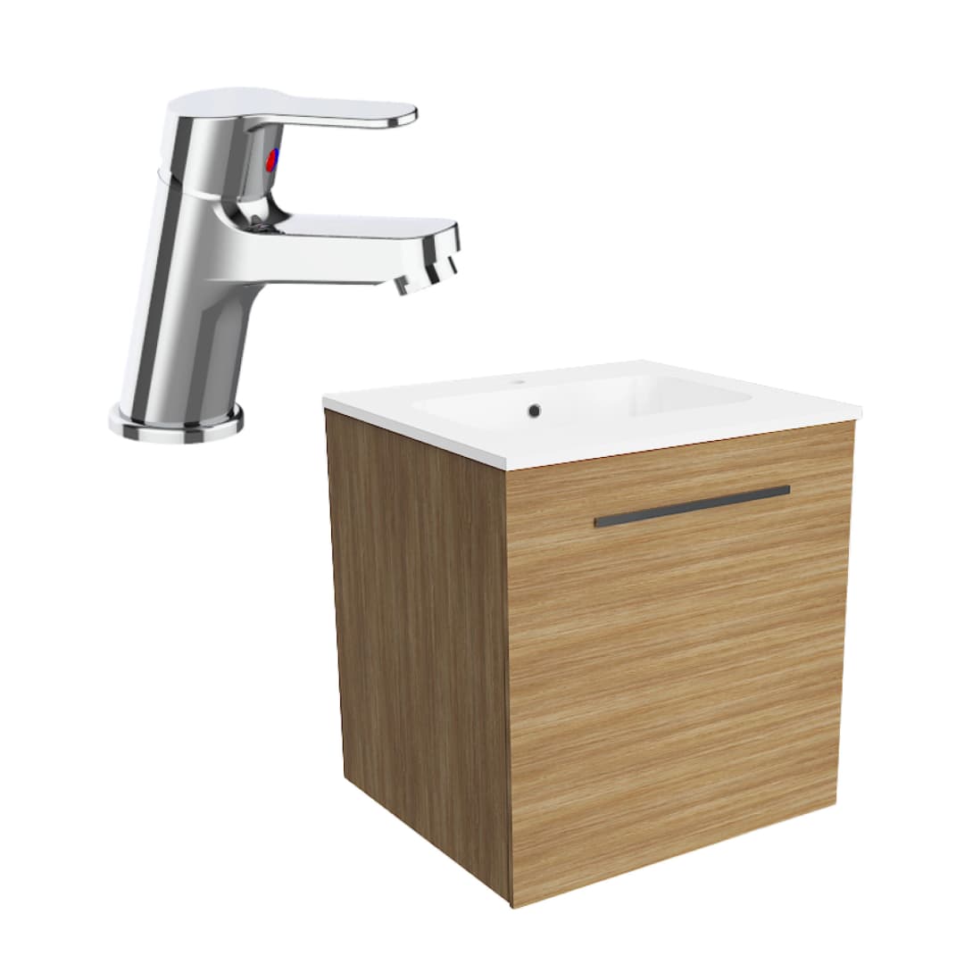 Pack Mueble de Baño Arizona con Lavamanos + Grifería Style Cromo Café