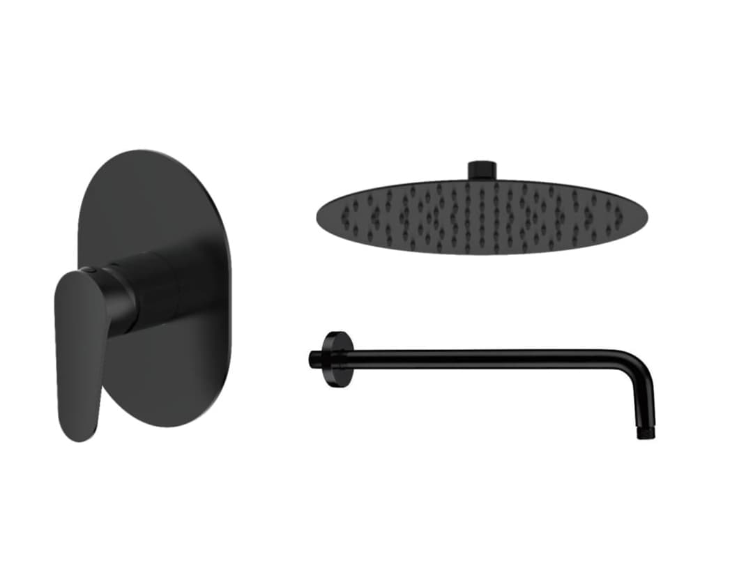 Pack Ducha Fija con Mezclador Negro Mate