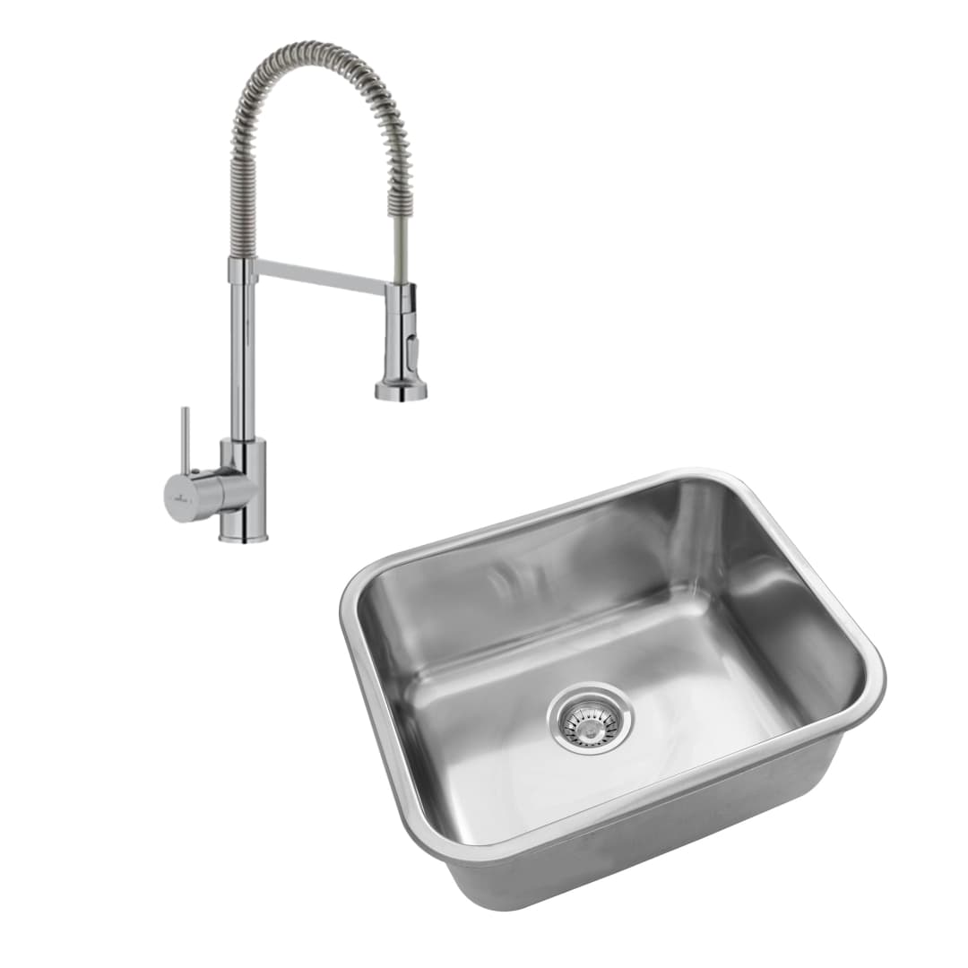 Pack Lavaplatos Simple G50 con Griferia Cocina Roma Extraible Cromo