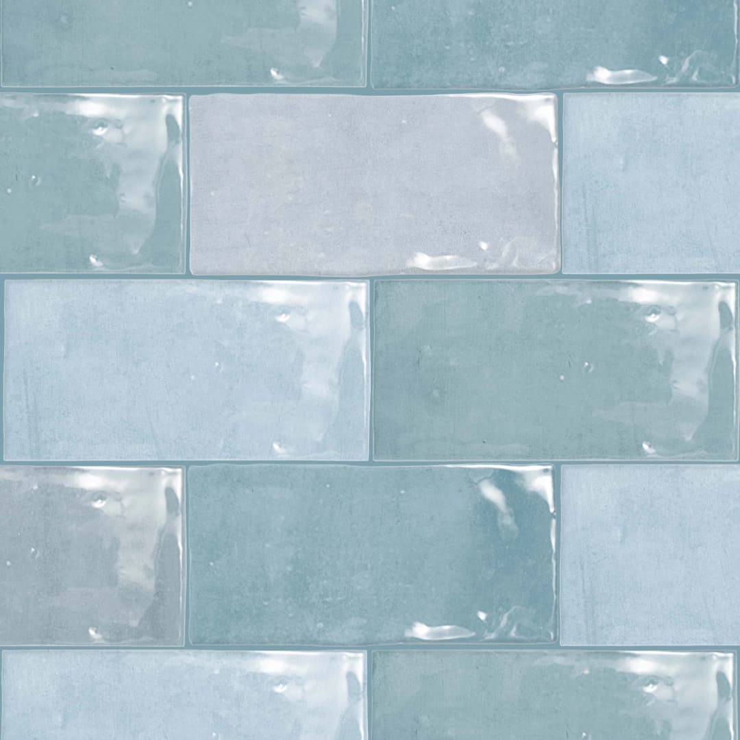 Cerámica Muro Fez Aqua Brillante 6.2x12.5 cm
