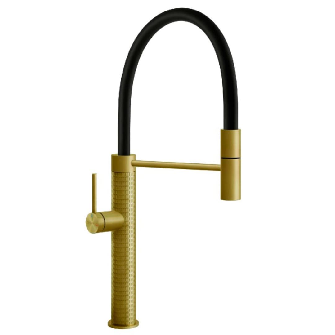 Grifería De Cocina Gessi Brass Brushed Con Caño Extrahible