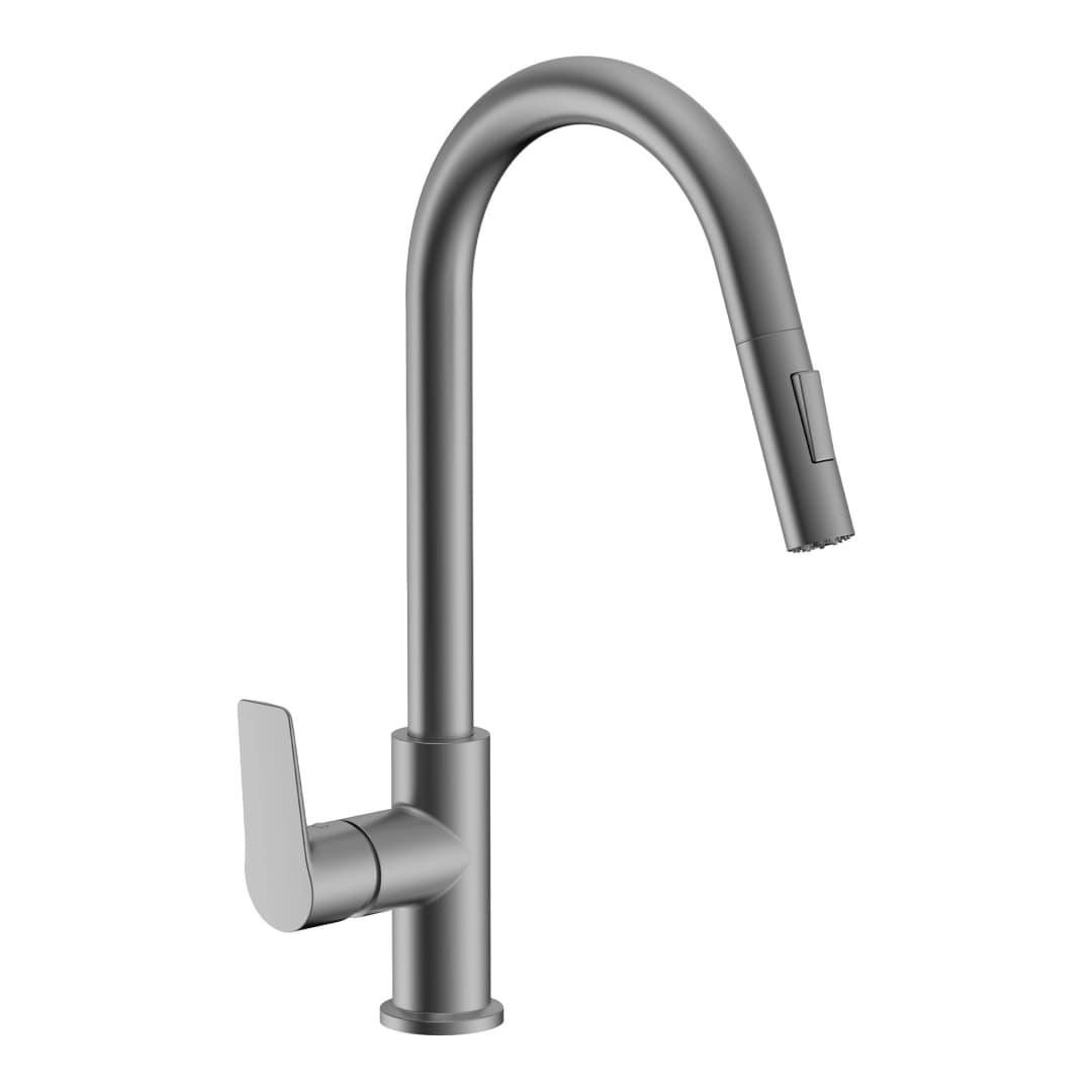 Grifería Cocina Varo Caño Extraíble 2 Jets Gun Grey