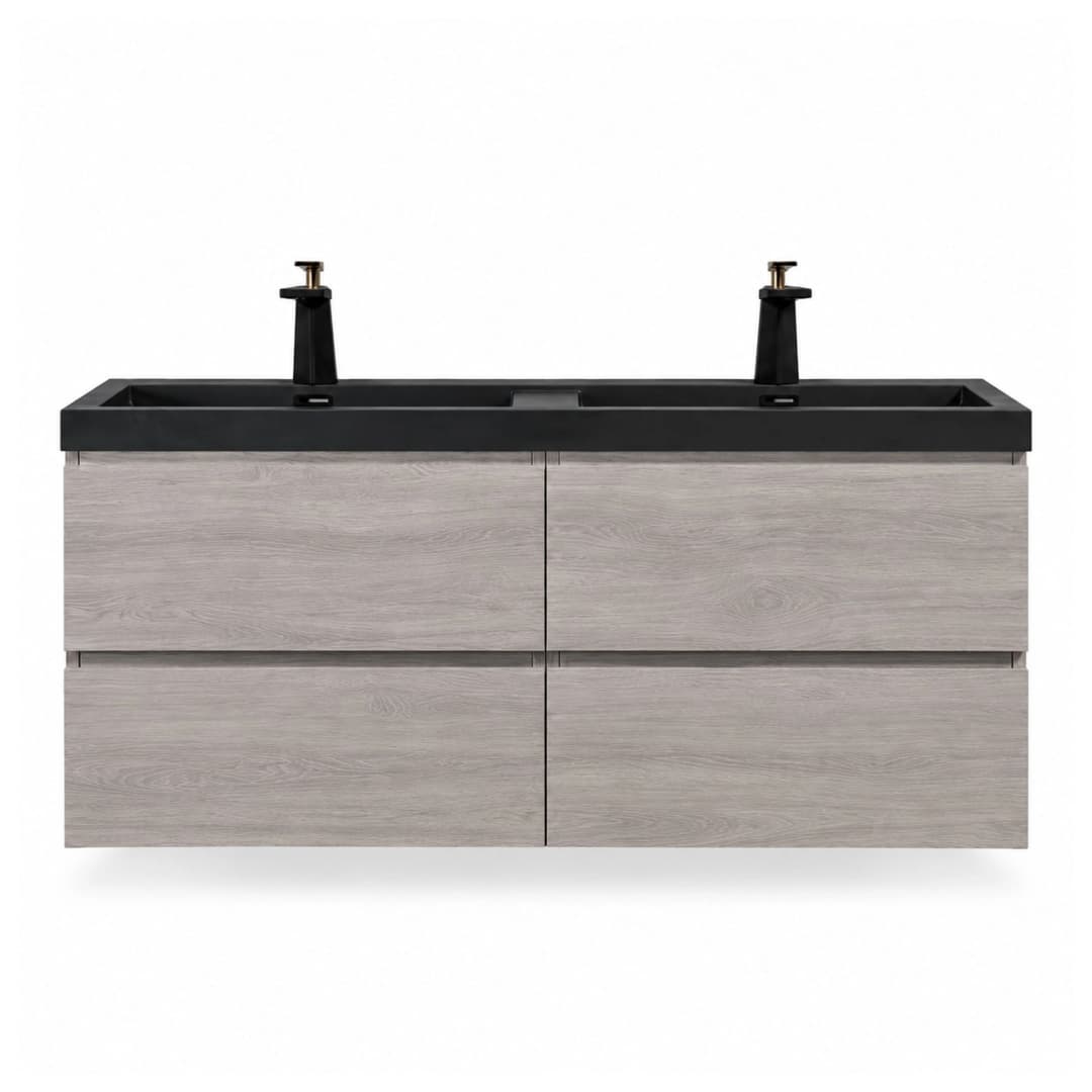 Mueble City Doble 1200 Maple Grey con Lavamanos Negro Mate