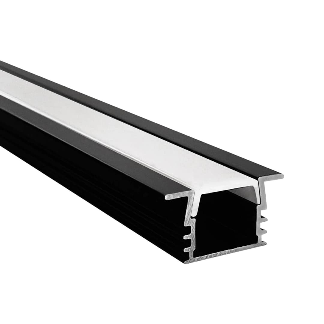 PERFIL PARA CINTA LED STUDIO EMBUTIDO CUADRADO (2 METROS) H1.2 2.2x200 CM NEGRO