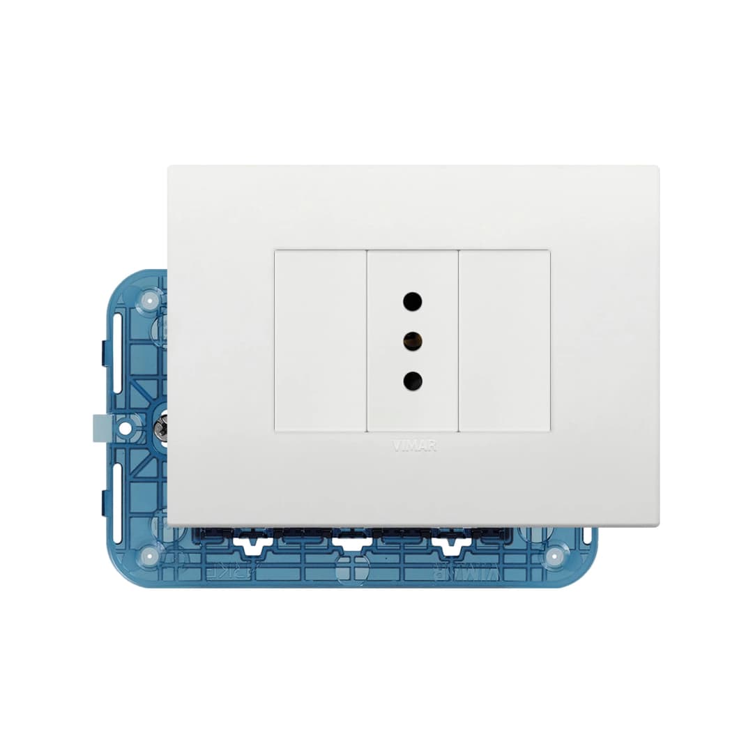 KIT DE PLACA CLASSIC VIMAR ARKE + ENCHUFE SIMPLE BLANCO