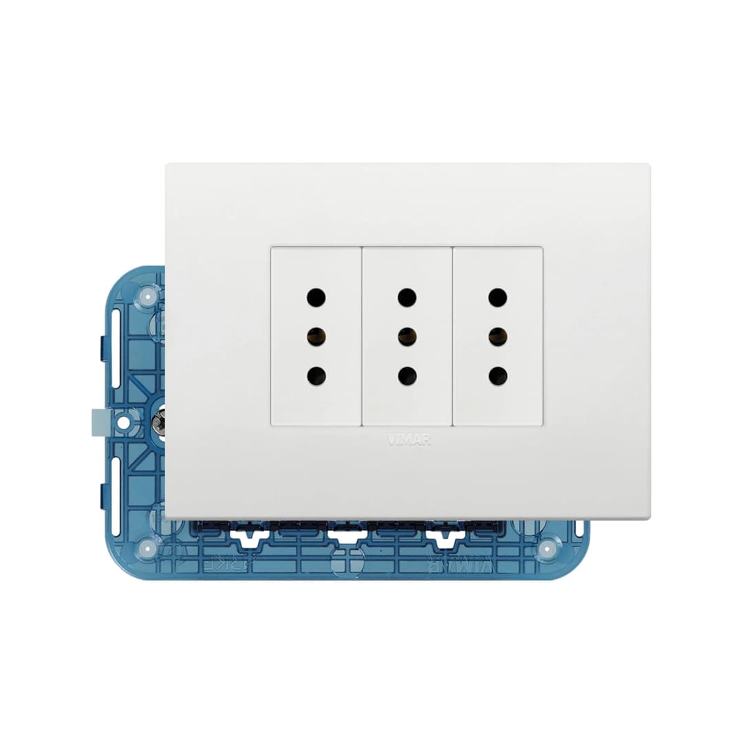 KIT DE PLACA CLASSIC VIMAR ARKE + ENCHUFE TRIPLE BLANCO