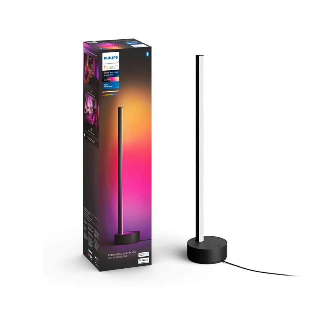 LÁMPARA DE MESA PHILIPS HUE COLOR GRADIENT SIGNE LUZ RGB Y CÁLIDA (2000K) A FRÍA (6000K) NEGRA (915005987001)