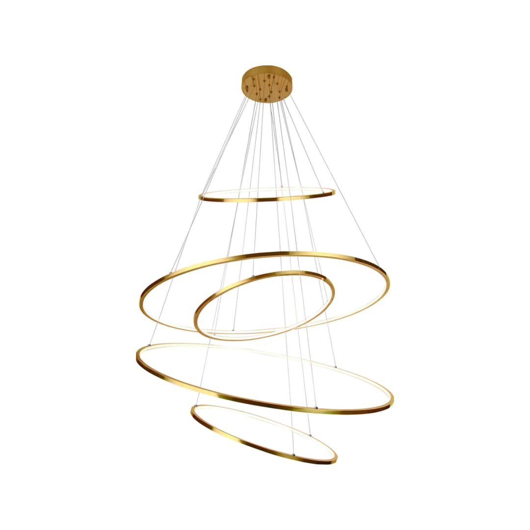 LÁMPARA COLGANTE LED STUDIO TEL AVIV 5 AROS 150W LUZ CÁLIDA (3000K) ARO Ø100 DORADA