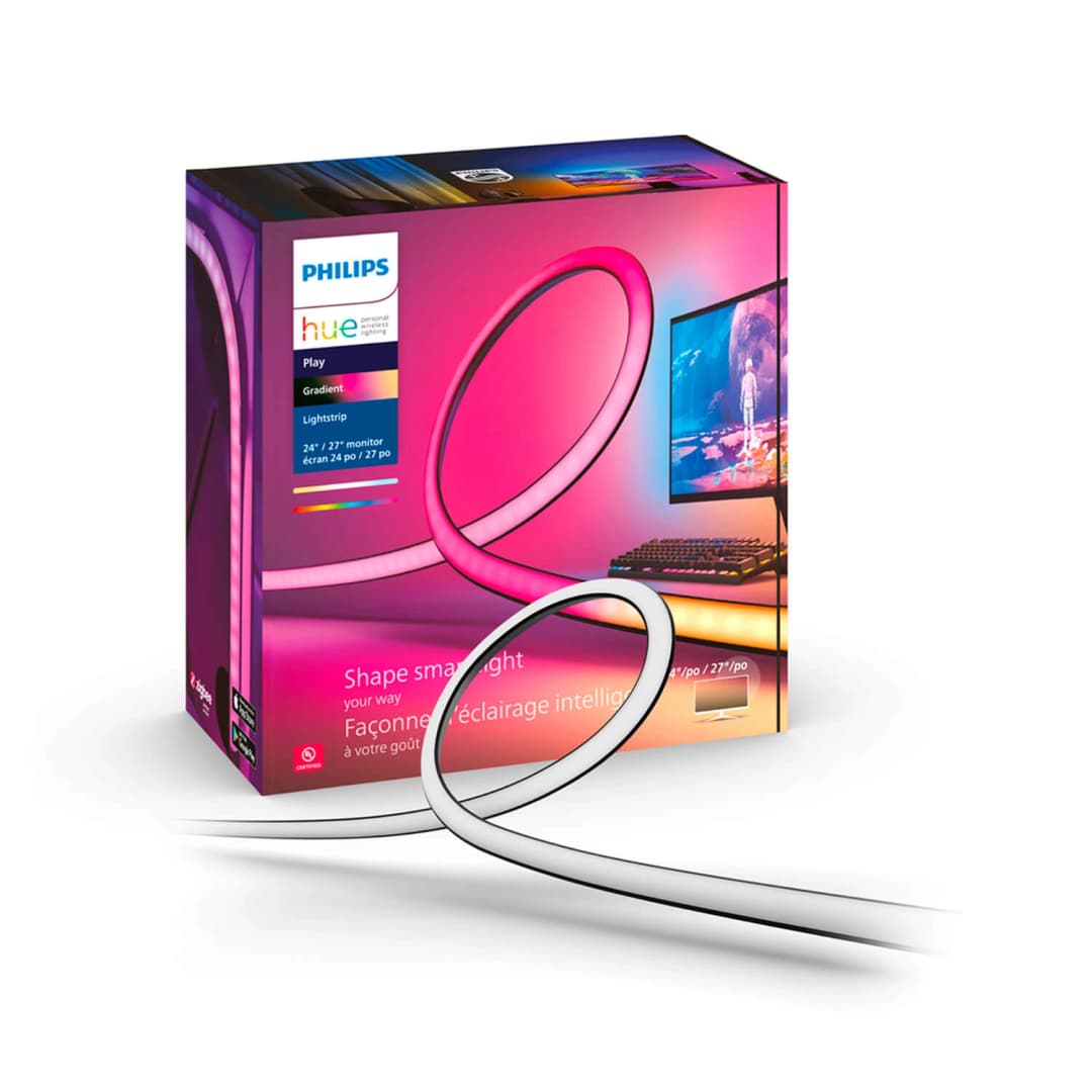 CINTA LED PHILIPS HUE PLAY GRADIENT PARA MONITOR DE 32-34 PULGADAS 20W LUZ RGB Y CÁLIDA (2000K) A FRÍA (6000K) NEGRO (929003498601)