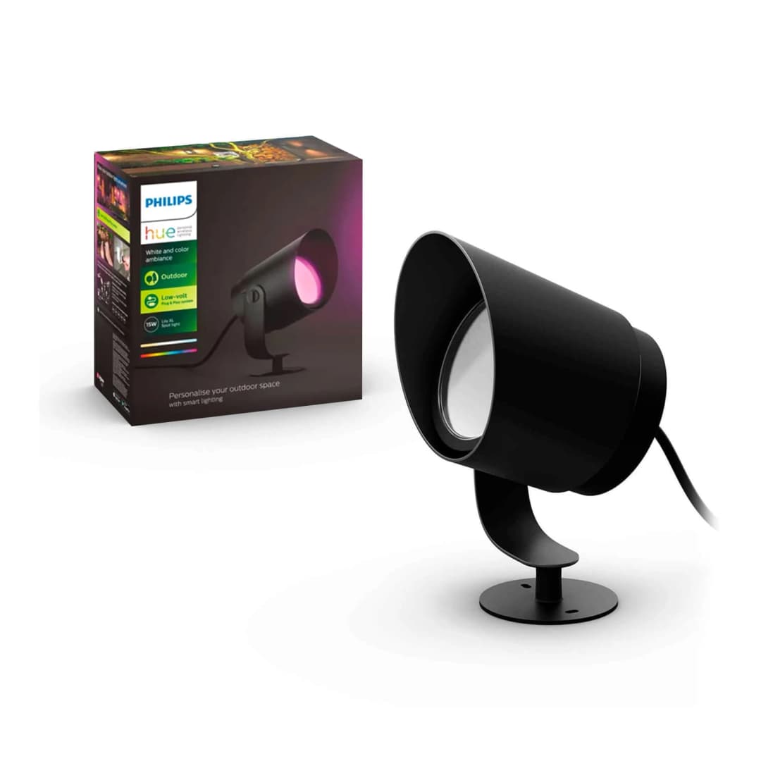 FOCO ESTACA PHILIPS HUE LILY XL 15W LUZ RGB Y CÁLIDA (2000K) A FRÍA (6000K) IP65 NEGRO (915005842601)