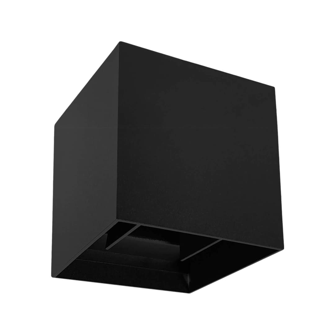 APLIQUÉ MURO LED STUDIO BIFOCAL CUADRADO 20W LUZ CÁLIDA IP65 NEGRO