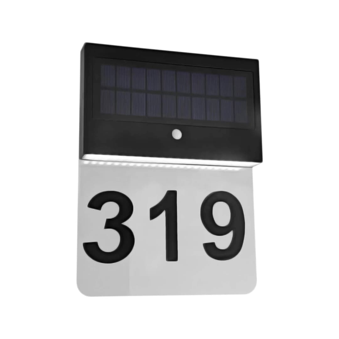 APLIQUÉ MURO LED STUDIO CON NÚMEROS Y LETRAS Y SENSOR 8M MAX SWITCH ON/OFF 2W LUZ CÁLIDA (3000K) IP54 NEGRO