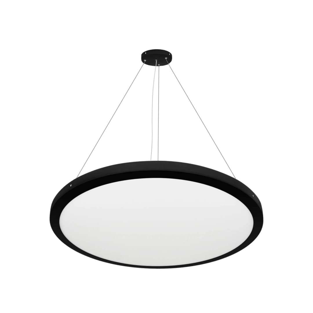 PLAFÓN COLGANTE LED STUDIO REDONDO 80W LUZ CÁLIDA (3000K) A FRÍA (6500K) NEGRO IP42 Ø79X2.7CM NEGRO