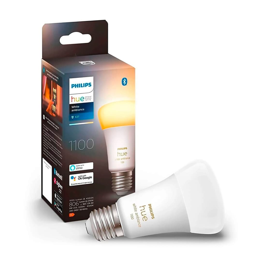 AMPOLLETA E27 PHILIPS HUE 8W LUZ CÁLIDA (2200K) A FRÍA (6500K) BLANCO (929002468401)